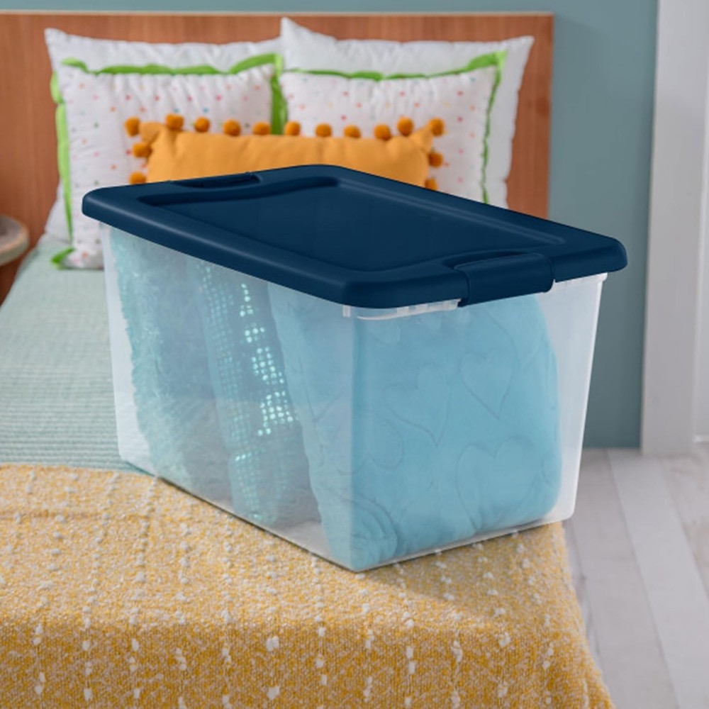 6-Piece Color Series, 64-Quart Capacity, Blue Option—Stackable Storage Boxes