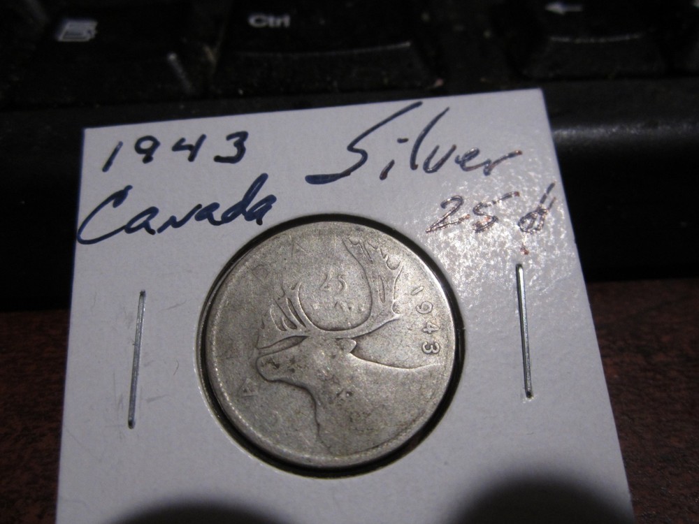 Canada 1943 - 25 Cent Quarter Canadian Coin - 80% Silver