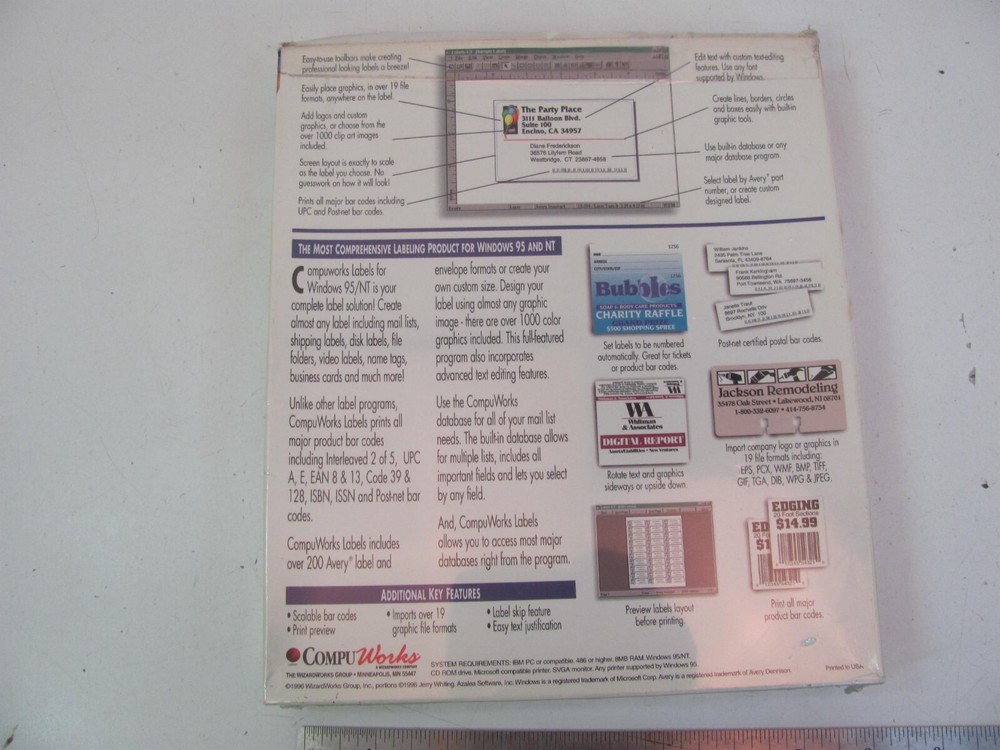COMPU WORKS LABELS FOR WINDOWS 95 CD ROM