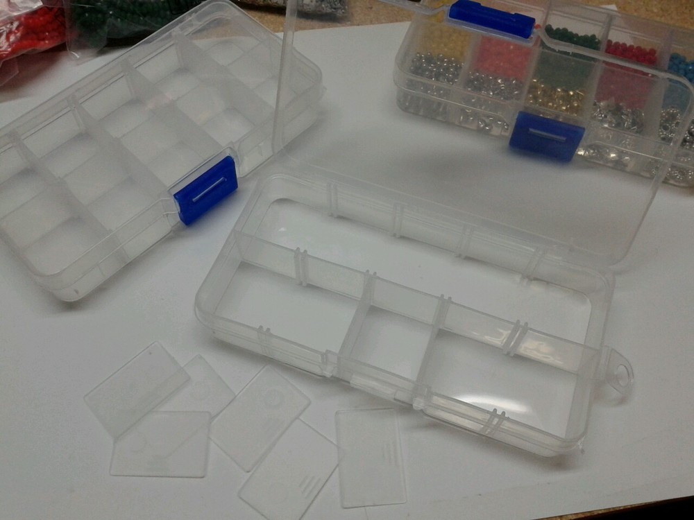2pcs Clear Plastic Craft Organizer Storage Box with 10 Adjustable Compartments