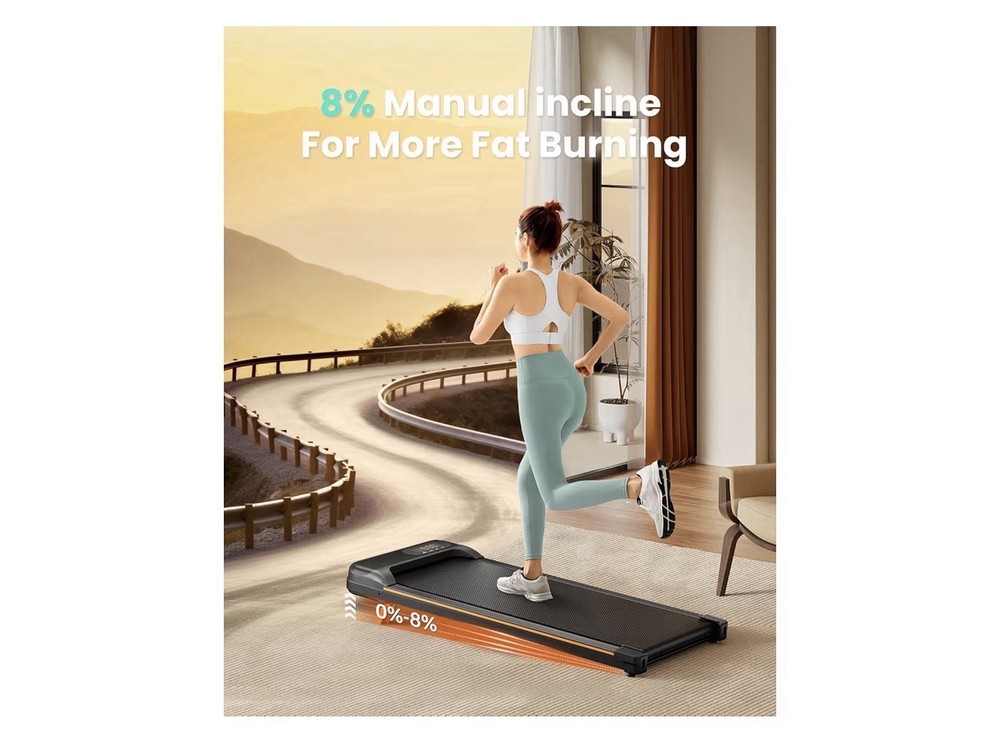 Under Desk Electric Treadmill 8% Incline, LED Display, Remote, 3 Modes