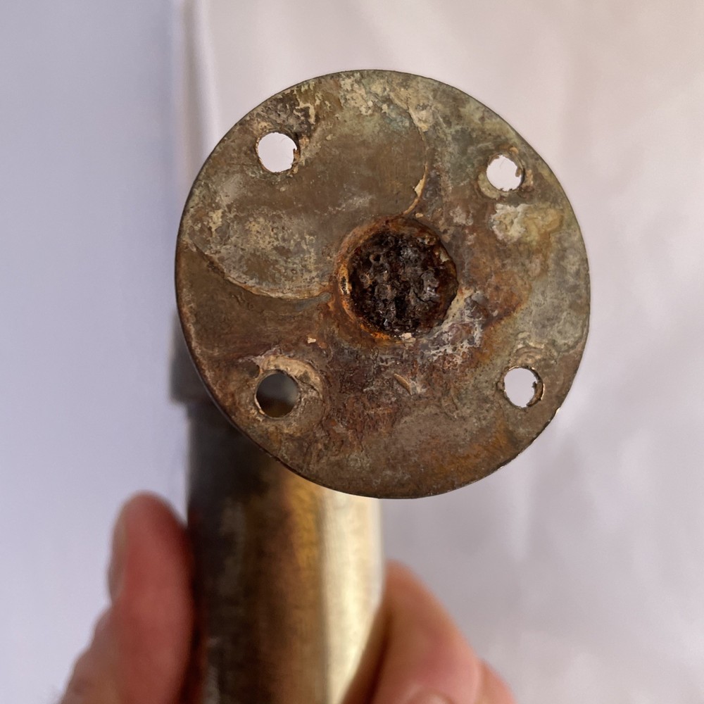 large vintage brass pull door handle. Solid. Reclaimed English.