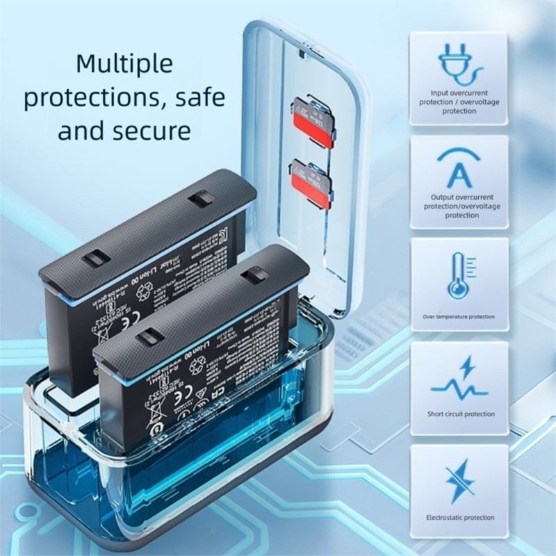 Waterproof USB C Camera Charging Case Double Battery Rapid Charging