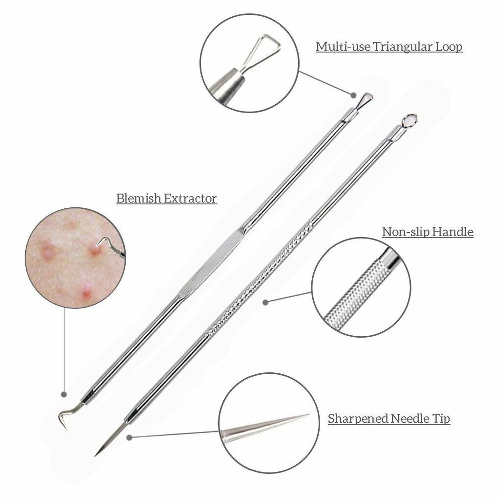 9pcs Blackhead Acne Comedone Pimple Blemish Extractor Remover Tool Kit Set
