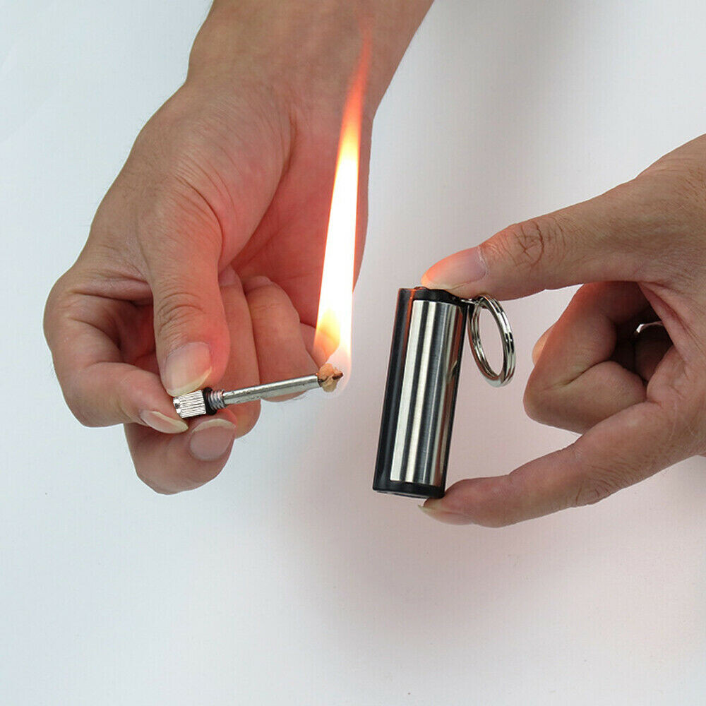 2Pcs Permanent Match Keychain Emergency Lighter Survival Tools Waterproof -