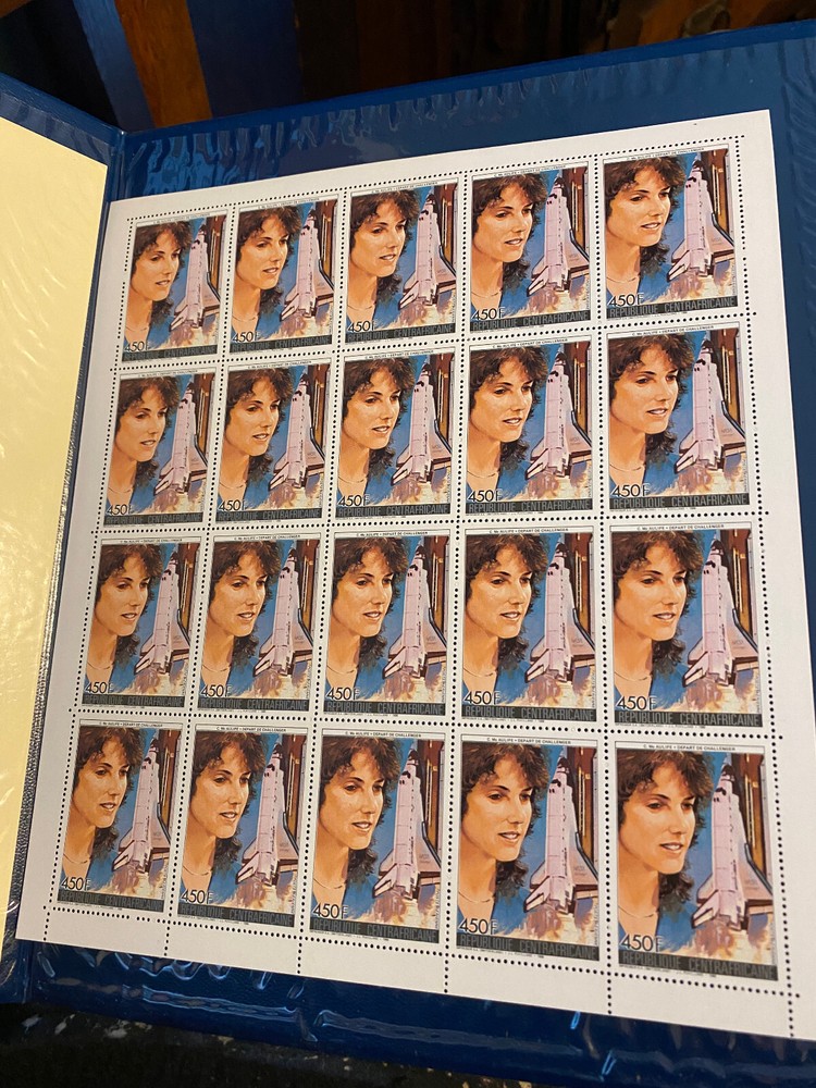 Christa McAuliffe Challenger Space Shuttle Error Postage Stamps Sheet Africa