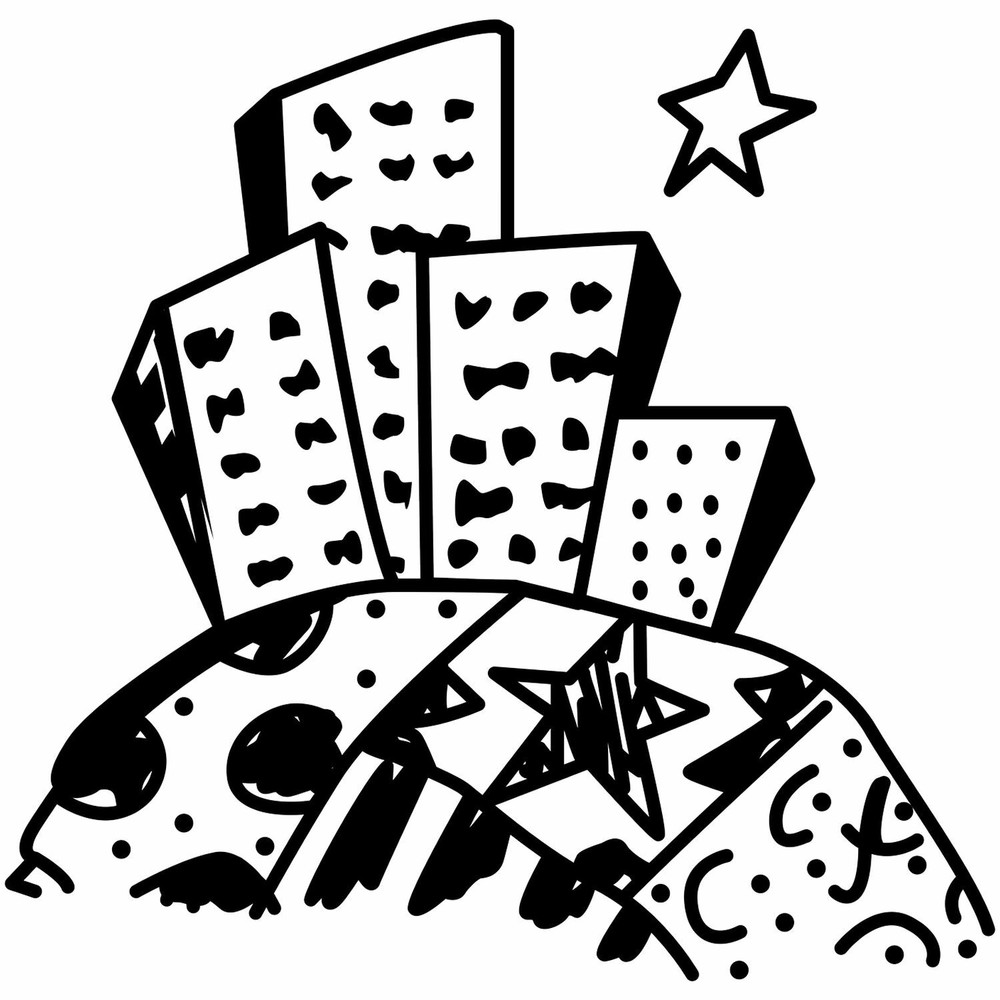 Skyscrapers Art Rubber Stamp