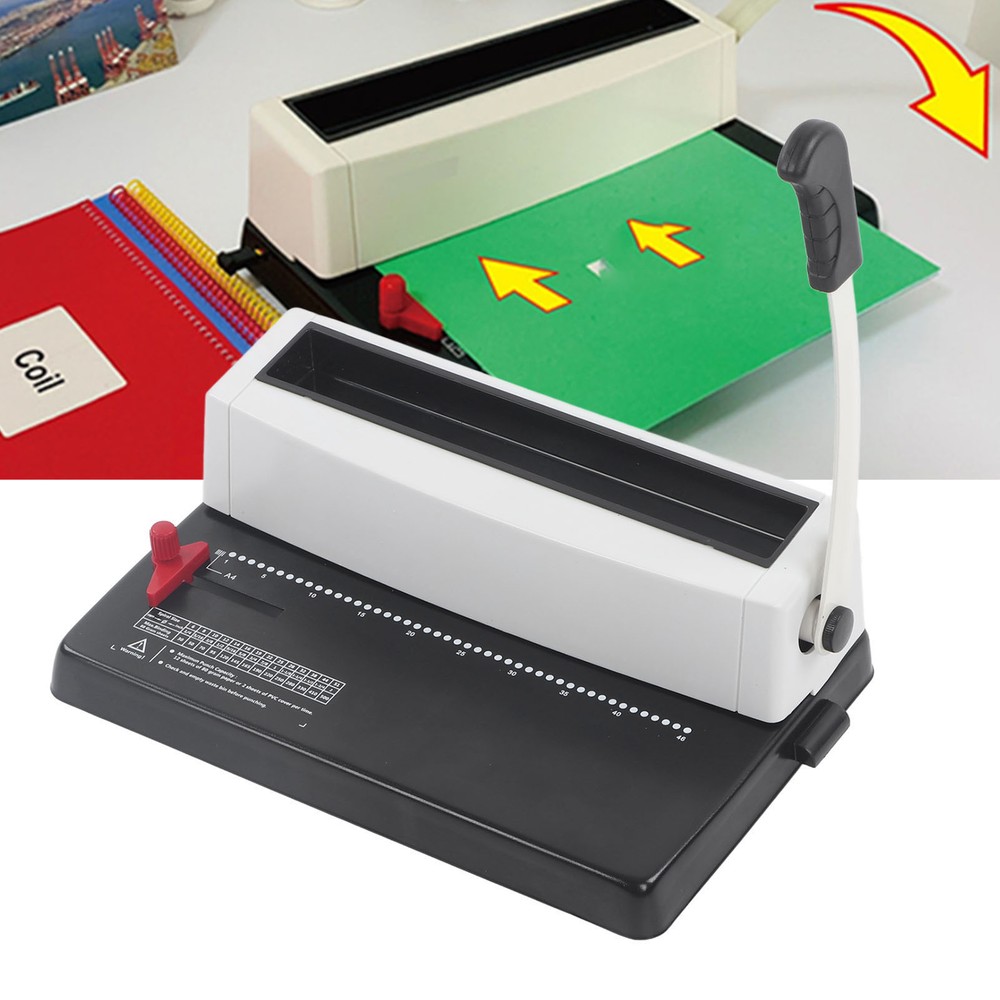 Spiral Coil Binding Machine 46 Hole Manual Book Maker Punch Binder 12-Sheets