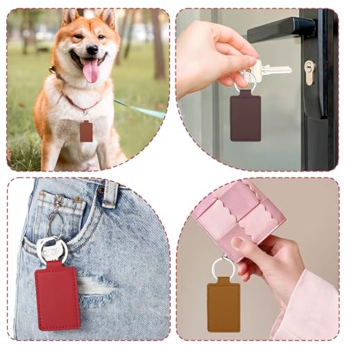 48 Pcs Leather Key Fob Kit, Rectangular Leather Keychain Blanks with Keychain