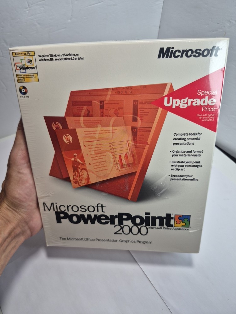 Microsoft PowerPoint 2000 Upgrade - Presentation Graphics Program New & Sealed