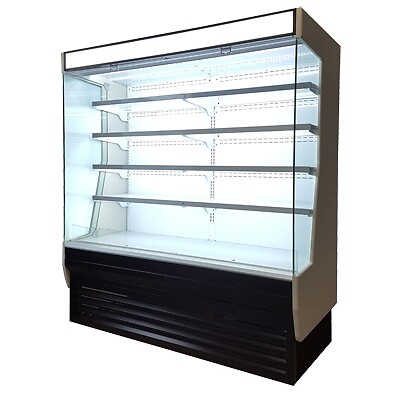 Blue Air BOD-72G 72" Vertical Open Display Case, Glass Side Panel, 4 Shelves,...