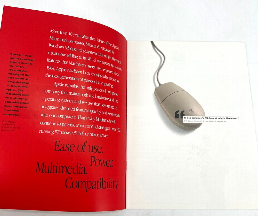 Apple Computer 1996 "Why Macintosh?" Promotional Ad Brochure