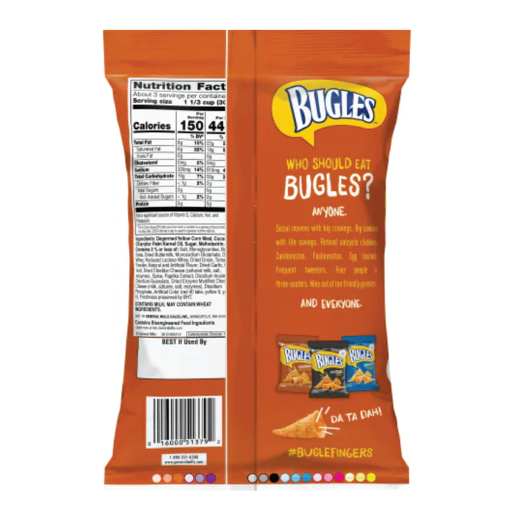 3x Bags Bugles Nacho Cheese Flavor Crispy Naturally Flavored Corn Chips 3oz