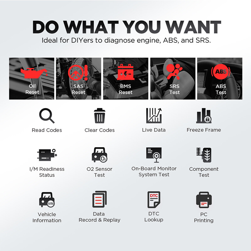 Launch Car OBD2 Scanner Code Reader ABS SRS Transmission Engine Diagnostic Tool