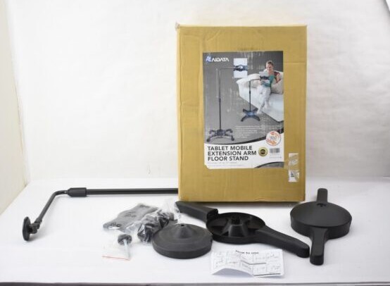 Aidata Tablet Mobile Extension Arm Floor Standing With Rolling Wheels Black