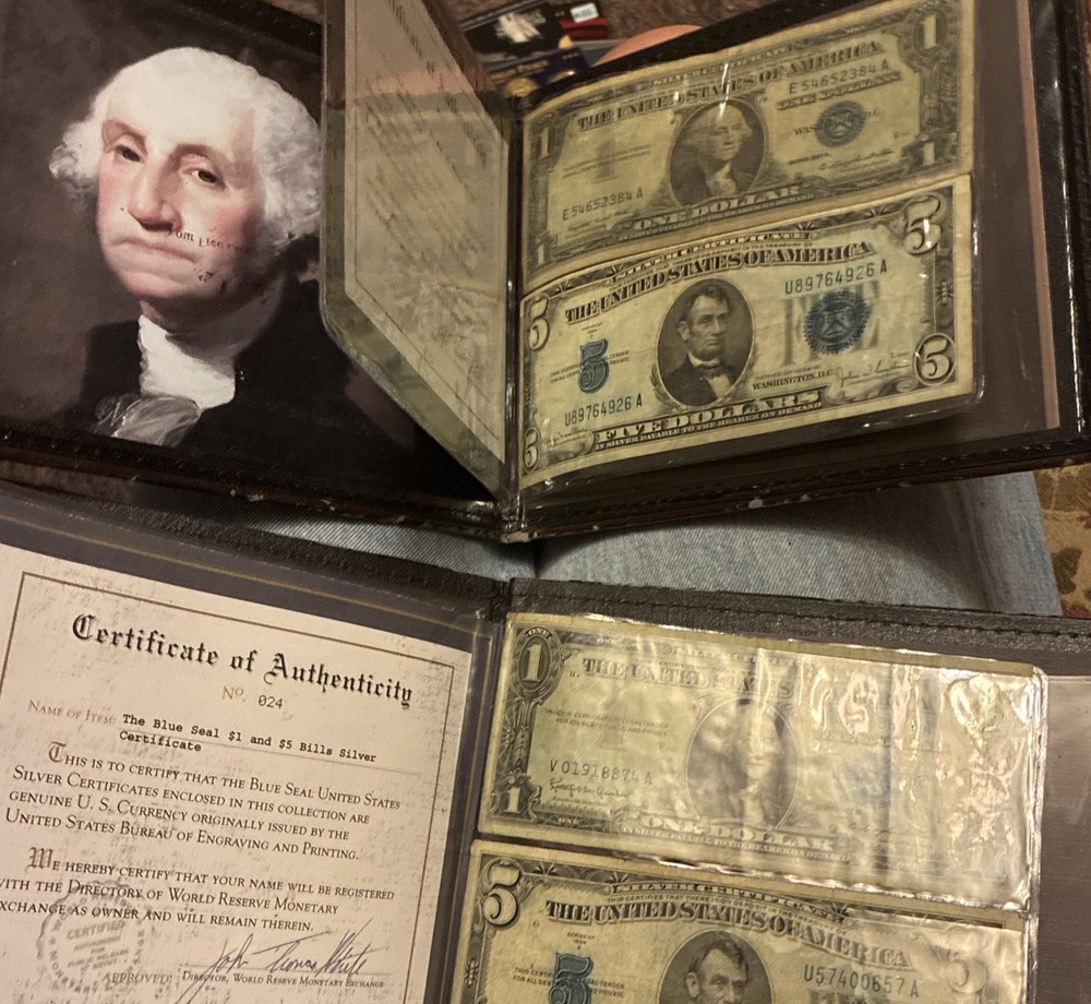 2 $5, &1 Silver Blue Stamp Silver Certificate