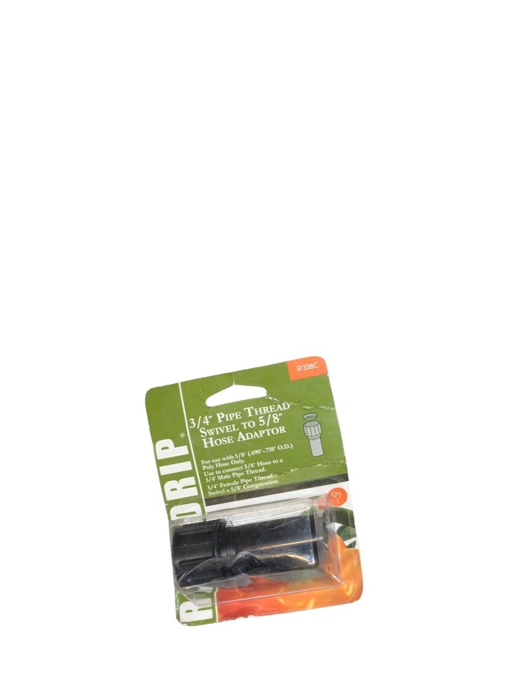RainDrip Compression Swivel Adaptor ABS Black 5/8" x 3/4" R328C