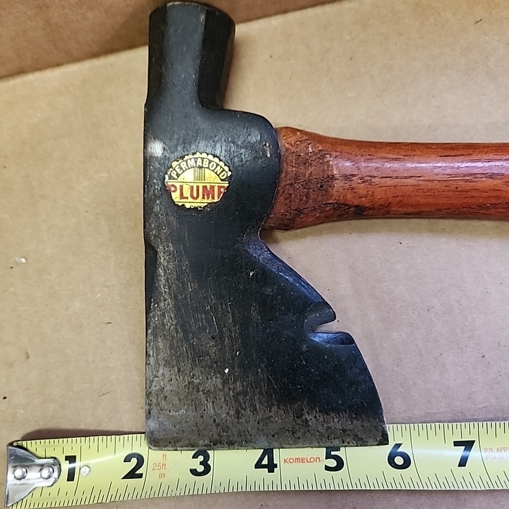 Vintage Plumb Permabond Carpenter Hatchet Half Hammer Axe Red Handle