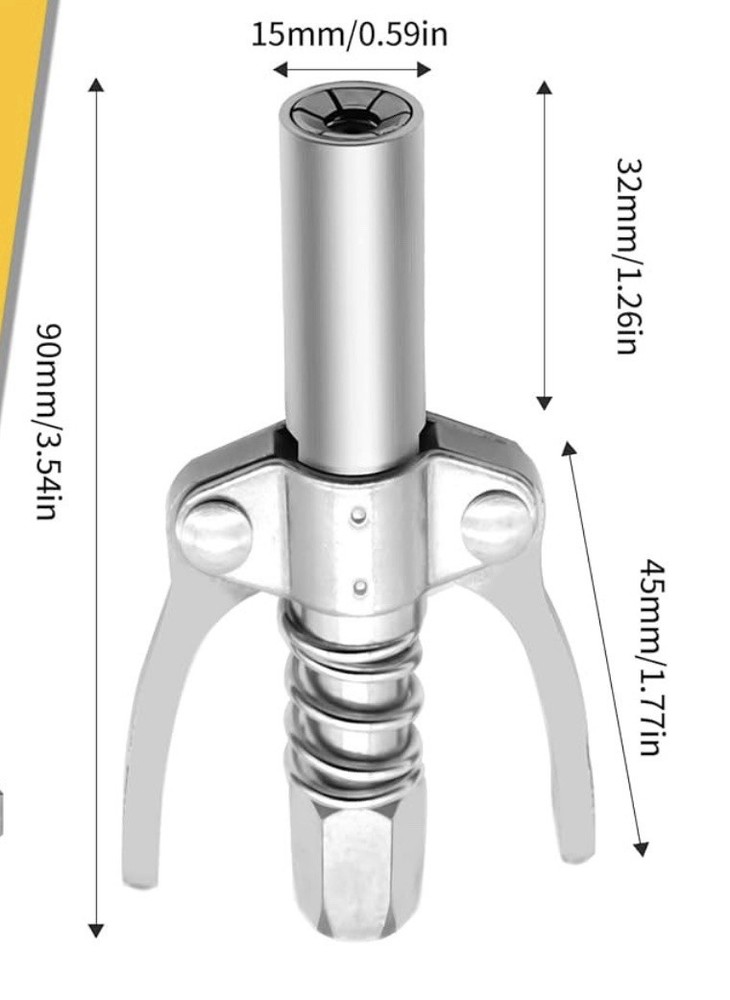 1 Piece Double Handle Grease Gun Coupler 10000PSI MAXI
