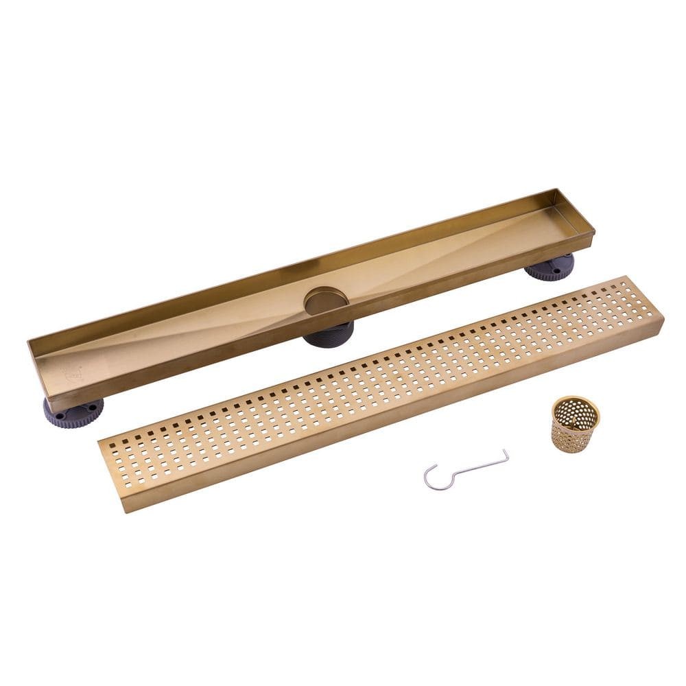 Oatey Designline 24 in. Stainless Steel Linear Shower Drain with Square Pattern