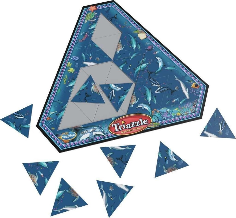 Think Fun Triazzle Picture Brain Puzzle Multi-Pack -Frog-Dolphin Memory