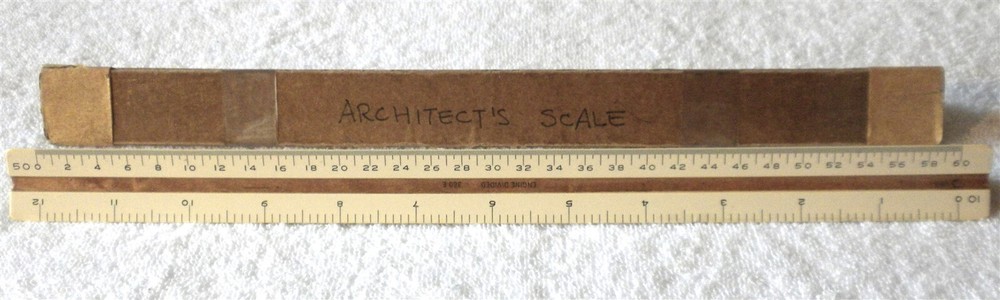 VTG ENGINE DIVIDED 360.E TRIANGULAR 3 SIDED PLASTIC WOOD RULER 12 INCHES &METRIC