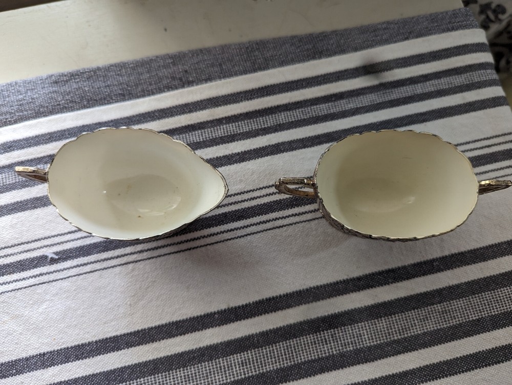 Vintage Silver Plated Cream and Sugar Teacups