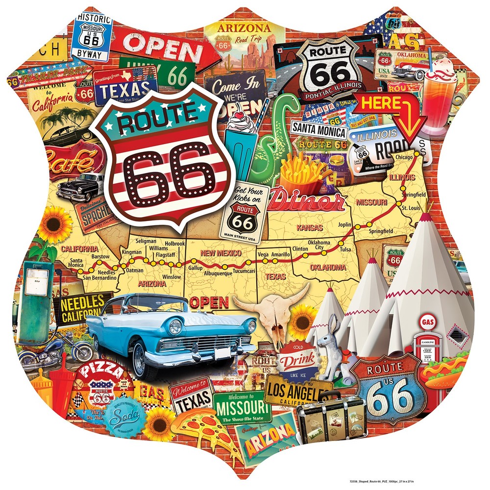 MasterPieces - Route 66 1000 Piece Shaped Jigsaw Puzzle