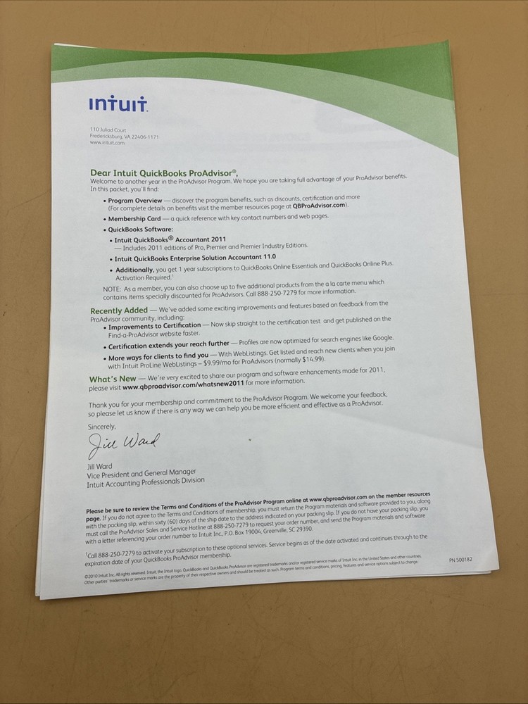INTUIT QUICKBOOKS ProAdvisor Program 2011 Reinstallation. READ DESCRIPTION