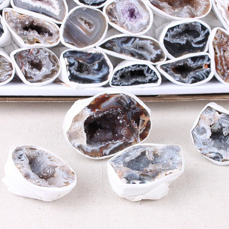100% Lovely Natural Agate Mineral Specimen Cut Agate Geode "Cornucopia"
