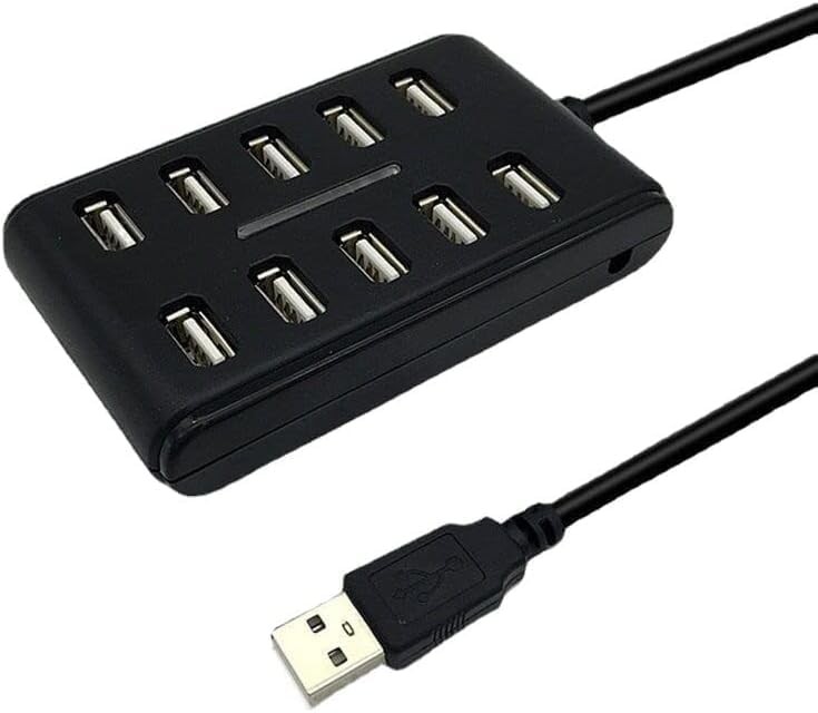 10 Port Hub USB 2.0 High Speed Multiple Splitter Adapter Extension Cable for