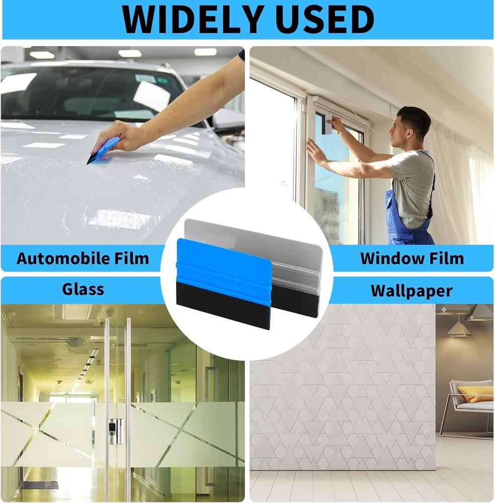 20 Pack Vinyl Wrap Squeegee 4 Inch / 6 Felt Edge Blue & Grey