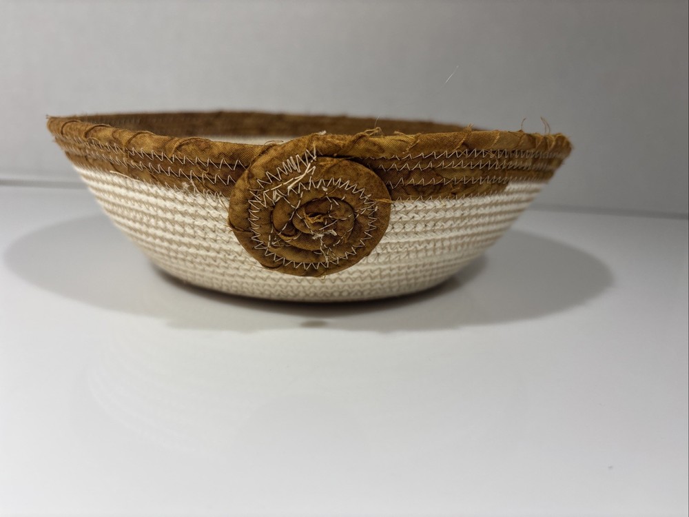 Woven Fabric Cork Seashell Basket Beachy