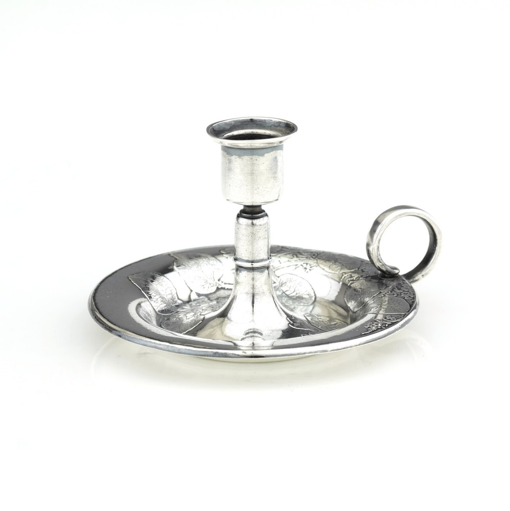 Ornate Antique Tiffany Solid Sterling Silver Acid Etched Candlestick