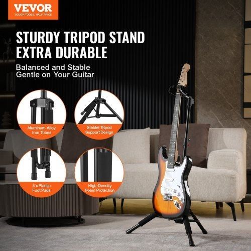 Tripod Guitar Stand 33 lbs15 kg Load Capacity FloorStanding Foldable