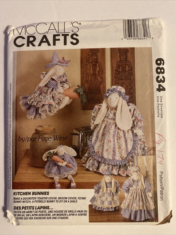 Mc CALLS Pattern #6834 -862  KITCHEN BUNNIES Toaster & Broom covers, Doorstop