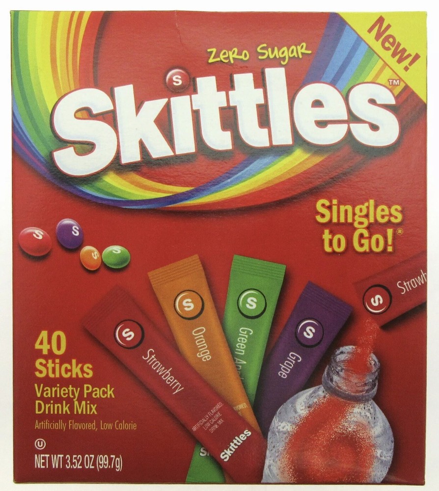 NEW! Skittles ~ 40 Sticks ~ Zero Sugar ~ Drink Mix