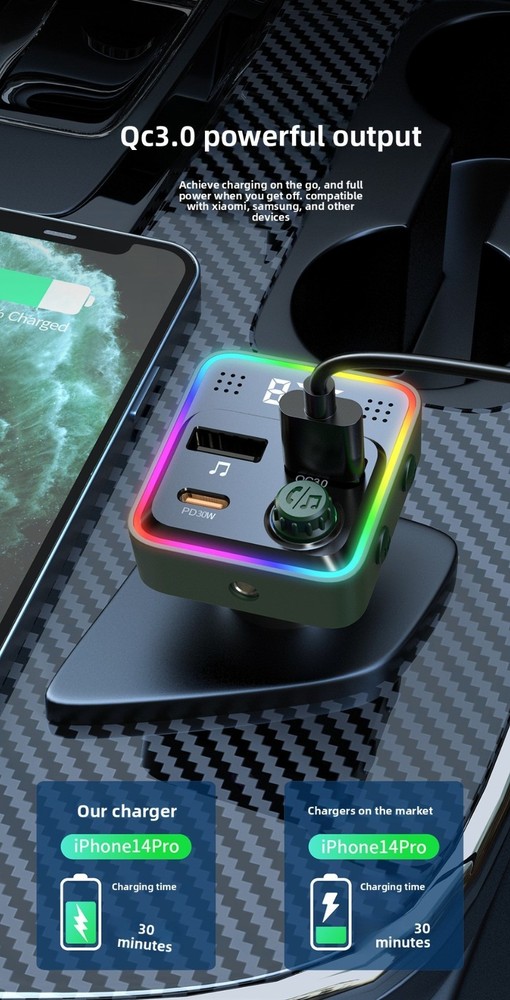 Dual USB Car Charger Fast Charging Bluetooth for iPhone Android Quick Charging