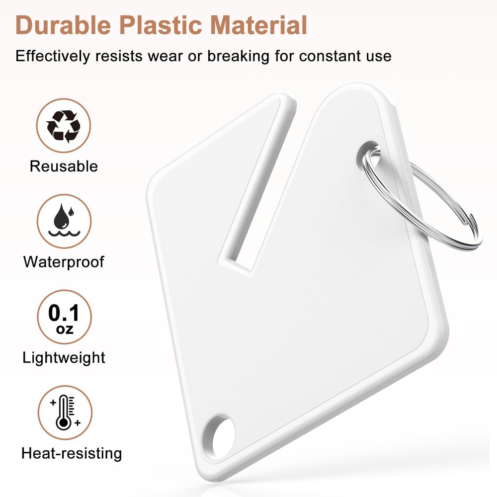60 Pcs Key Tags Blank Plastic Upgrade Round Split Ring, Durable Key Identify