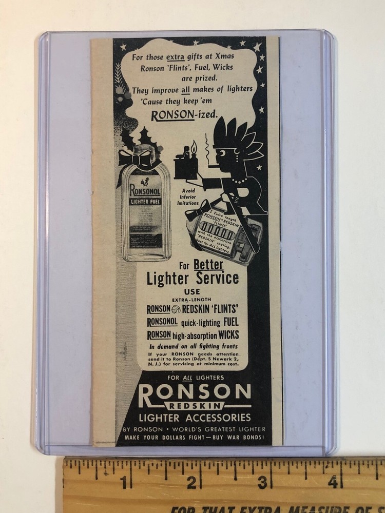 Vintage 1940s Ronson Lighters Print Advertisement - Ronson Lighter Fluid AD