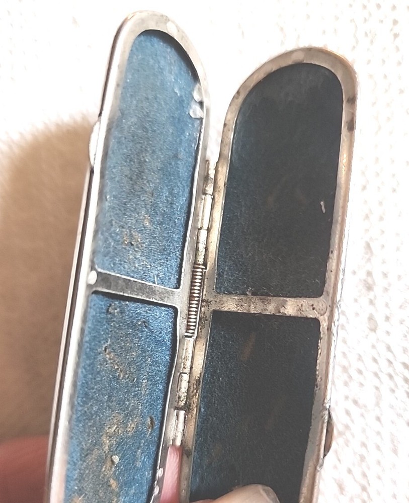 Vtg. Silver Velvet Lined Matchbox