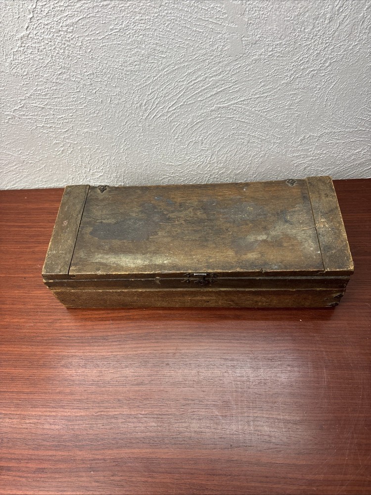 Antique Irwin Auger Drill Bit Wood Box w/ 8 auger bits