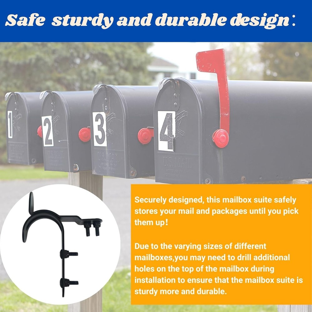 Mailbox Latch and Handle Kit, Thickened Replacement Set Black