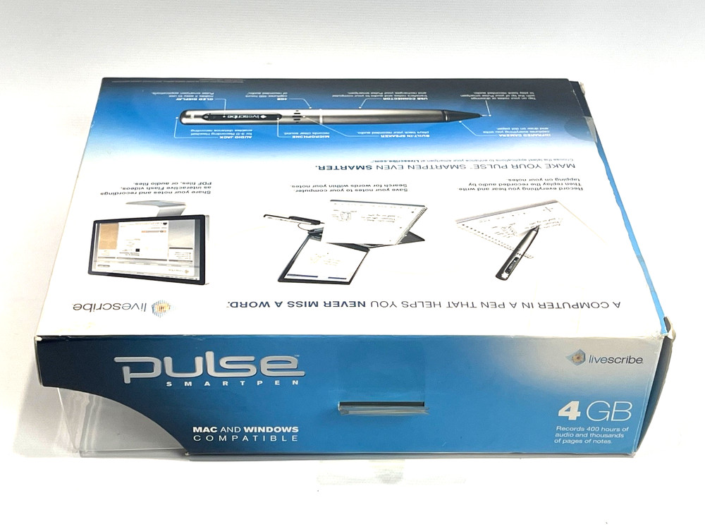 Livescribe Pulse Smartpen 4GB 400 Hrs Audio Recording Mac Windows Computer Pen