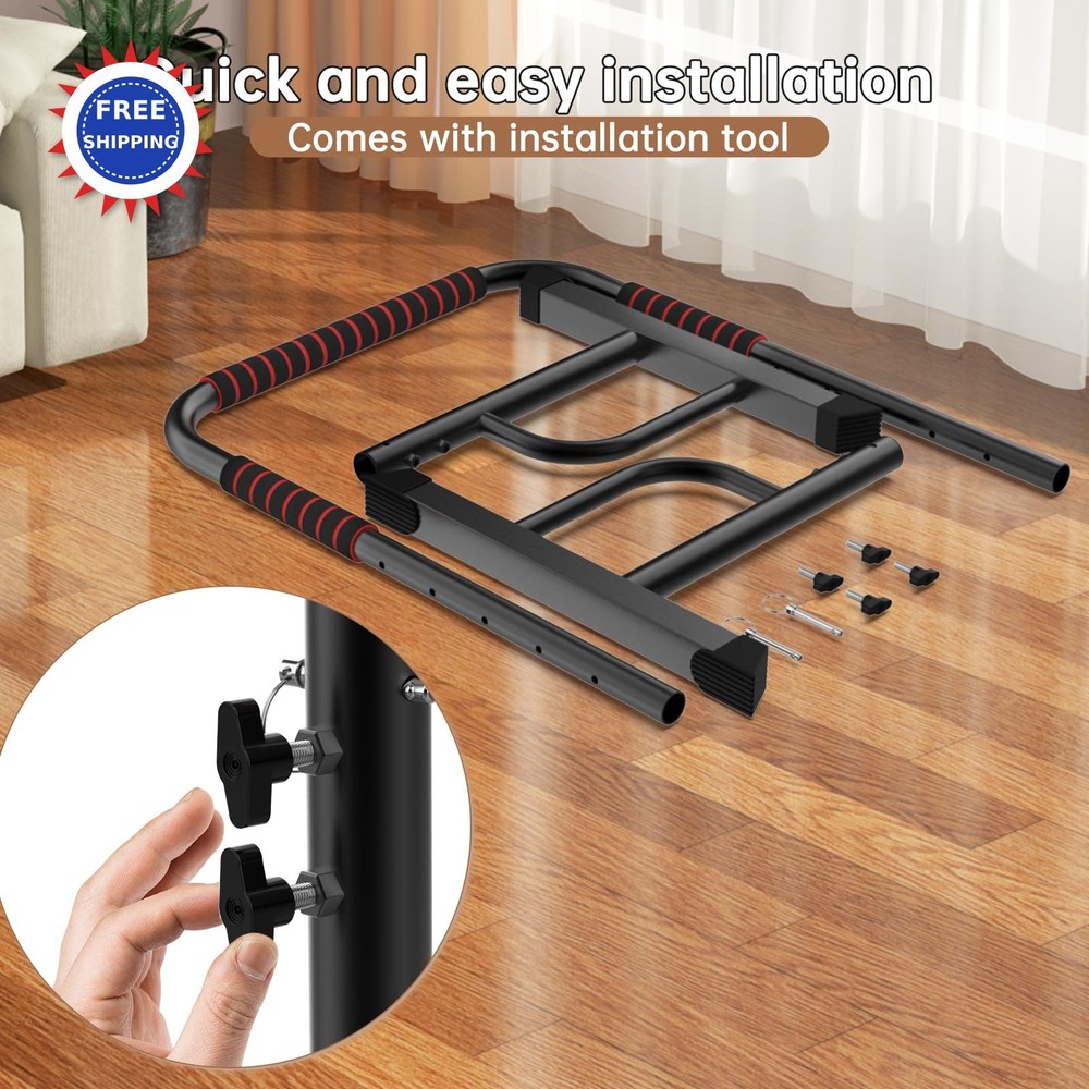 Walking Pad Adjustable Handle 46 inch Max Height Wide Black Red