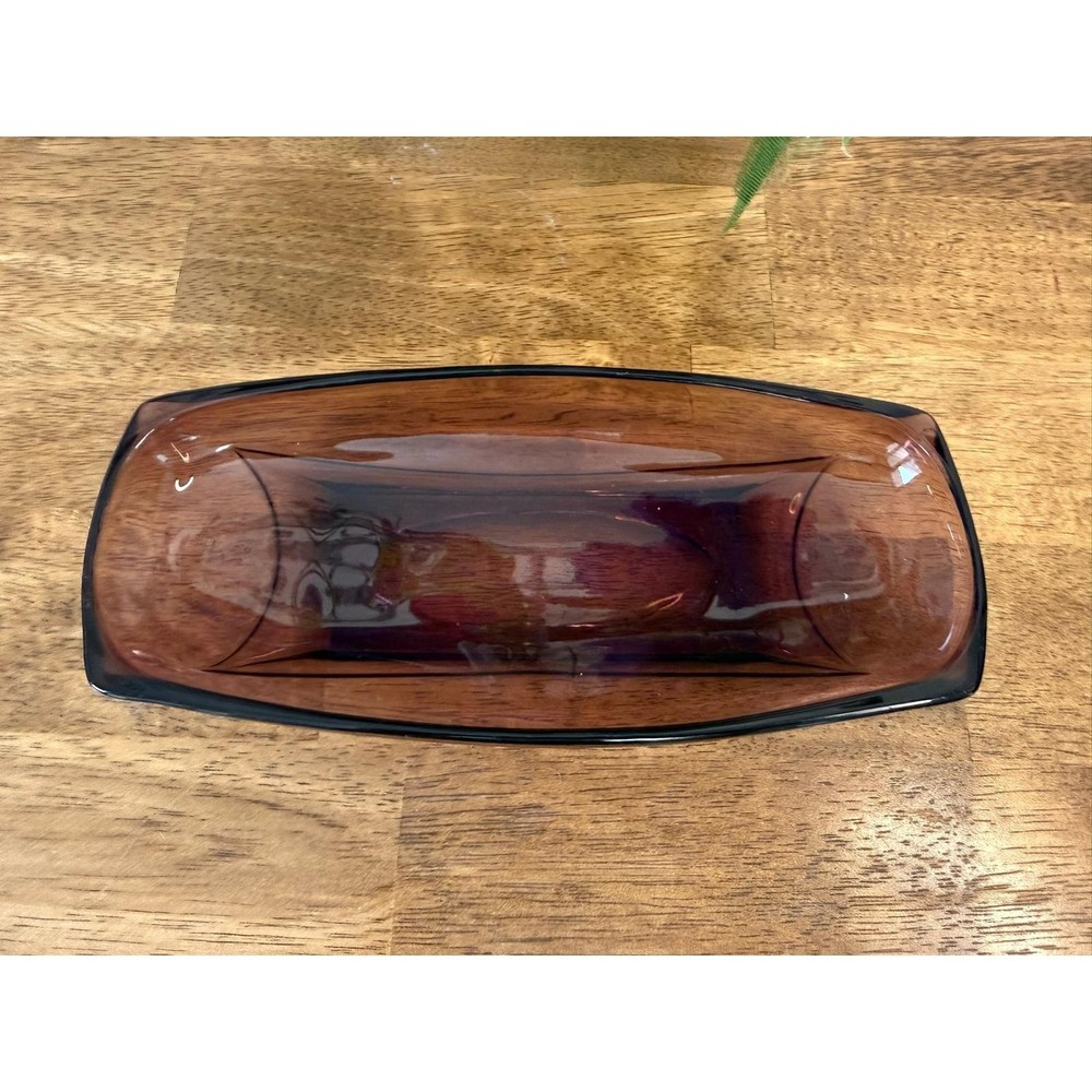 Vintage Hazel-Atlas Amethyst Glass Rectangular Serving Dish Mid Century Modern