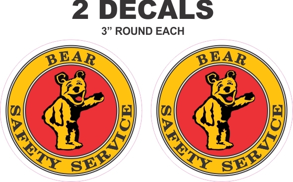 2 Round Bear Safety Service Vinyl Decals