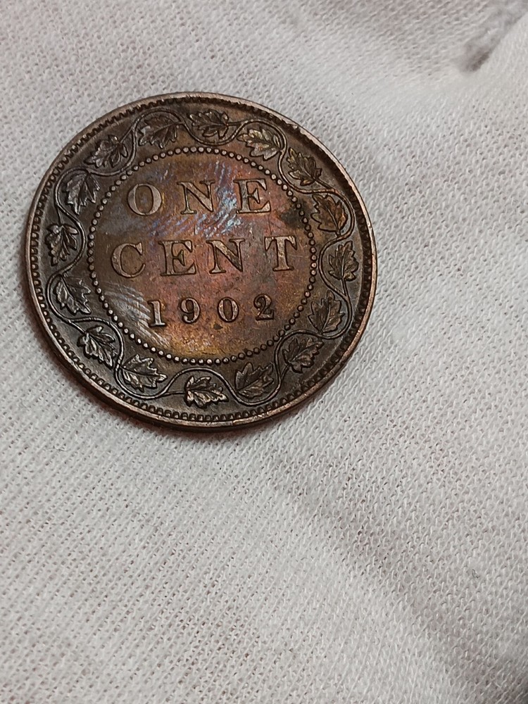 👉1902 Rainbow Toned RB Canada One Cent - MS Choice A/8