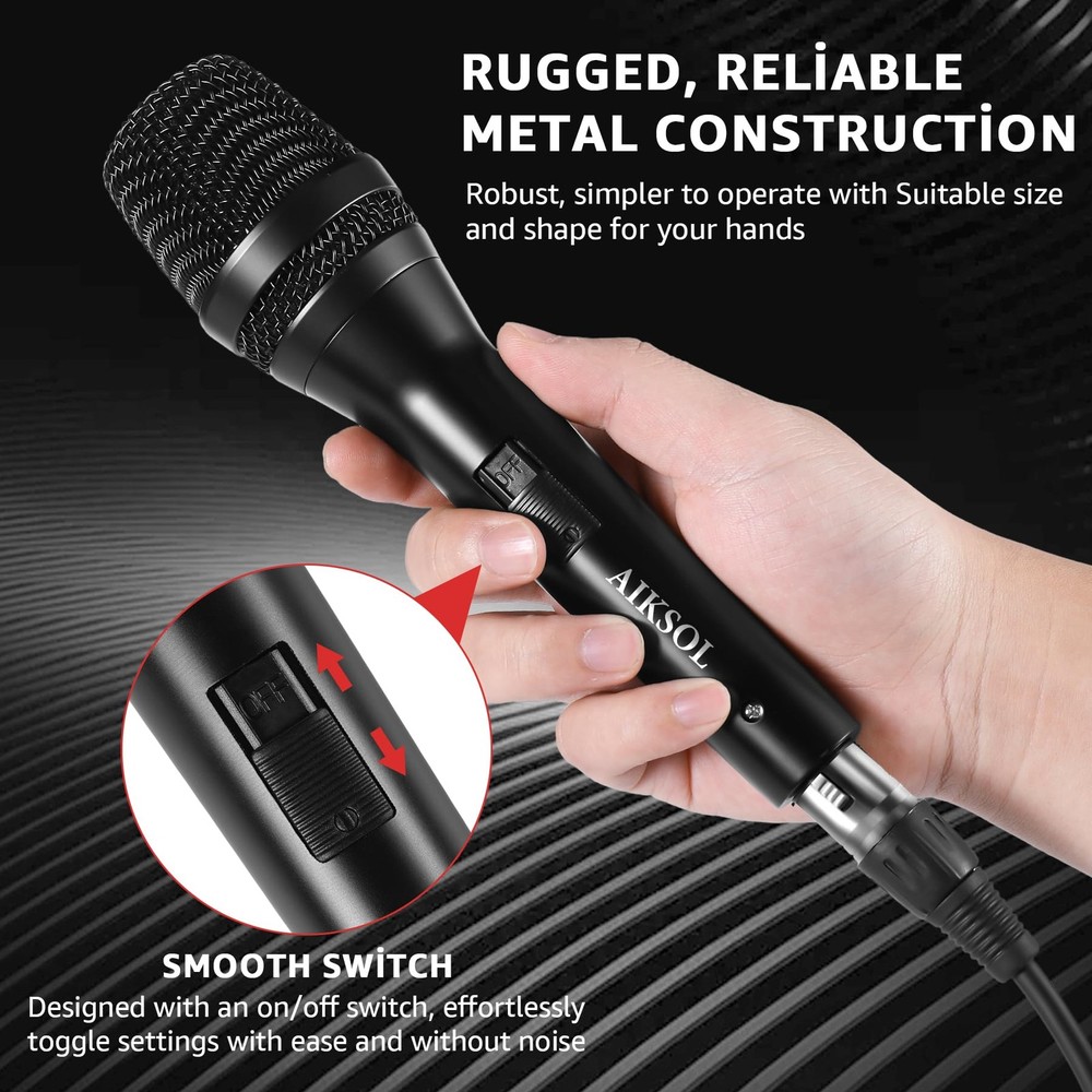 Wired Microphone for Singing,Professional Vocal Dynamic Handheld Black