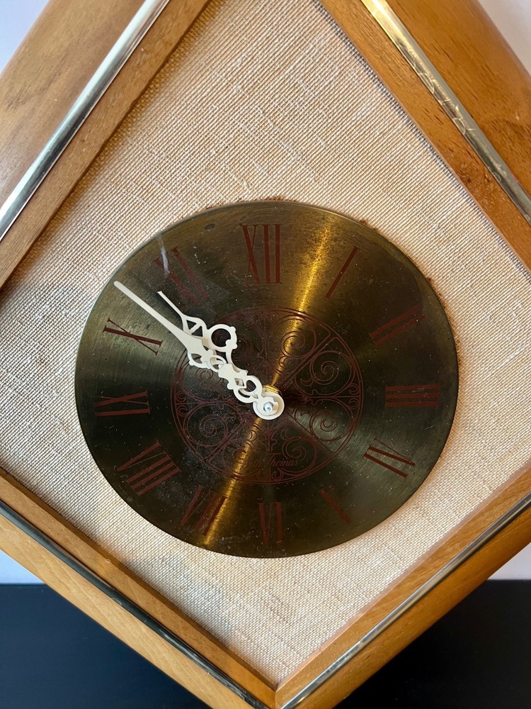 Mid Century Large Seth Thomas ~ Diamond Shape Wall Clock Model E634 Working